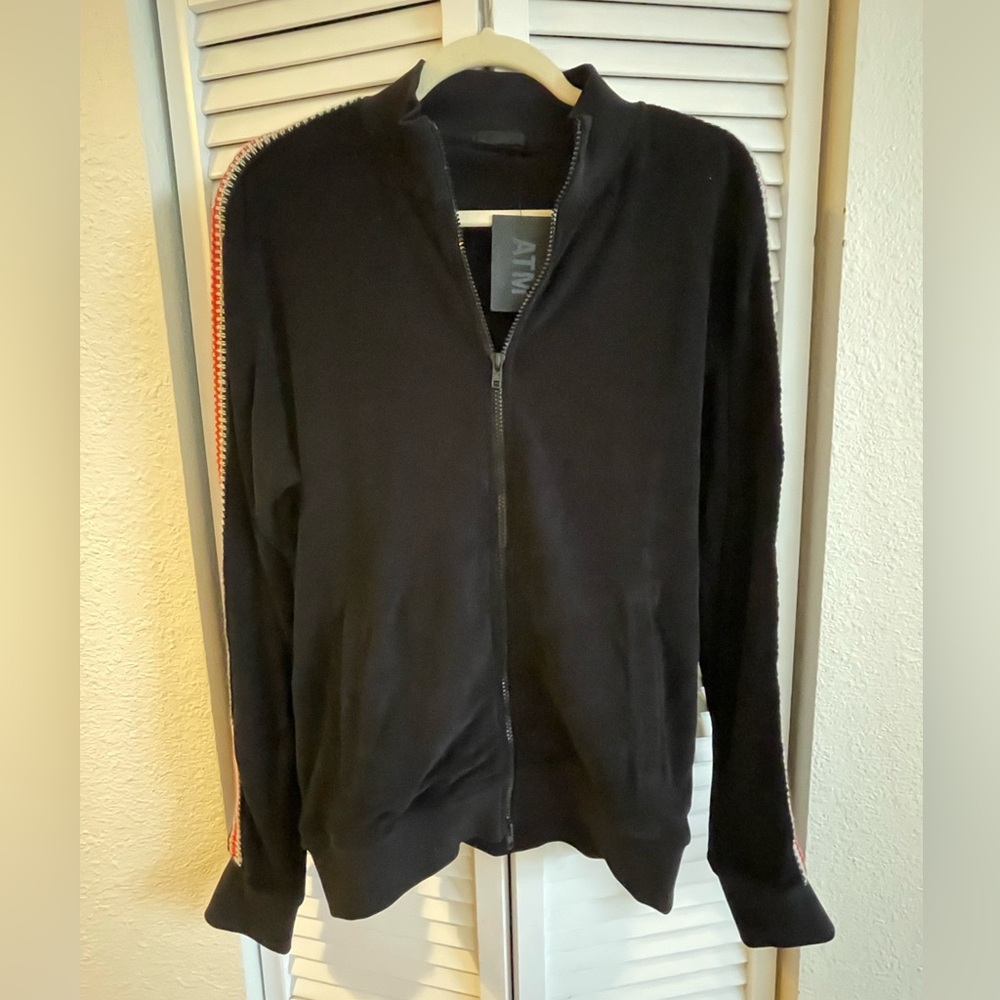 ATM Anthony Thomas Melillo Black Track style Jacket with Red Accents
